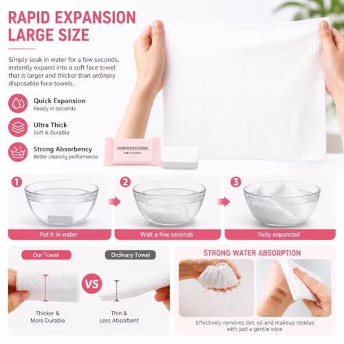Silent Grind Pro 60-Piece Compressed Towel Tablets - Portable Face Tissues