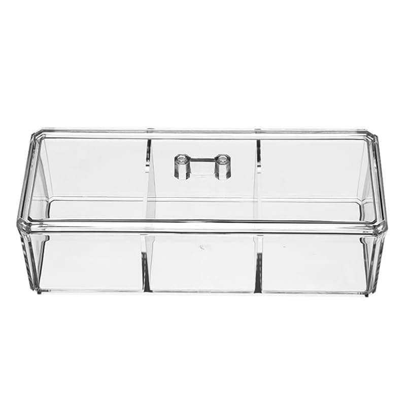 FRCOLOR Clear Acrylic Makeup Organizer Box with Lid for Vanity Storage