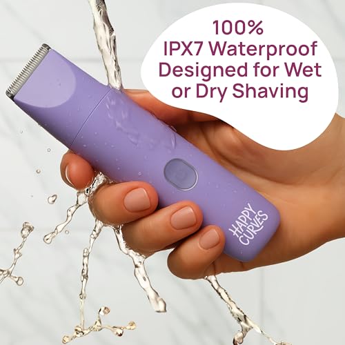 HAPPY CURVES Smoothie 2.0 Bikini Trimmer - Electric Razor for Women, Waterproof Hair Groomer with Adjustable Guards, Personal Shaver for Pubic Hair, Ladies Intimate Shaver and Body Trimmer (Berry)