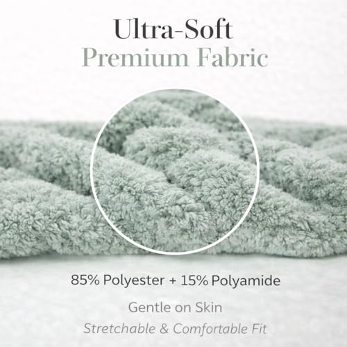 Sage Green Luxury Spa Headband & Wristbands Set for Skincare
