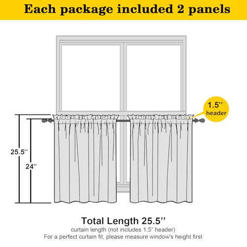 Brown Blackout Curtains - 36 Inch Length, 2 Panels, Room Darkening