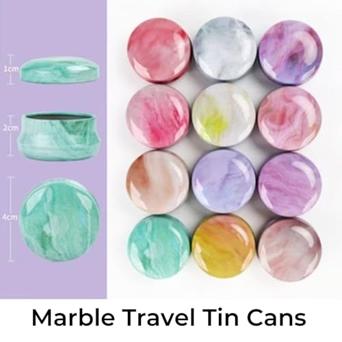 Marble 12-Pack Reusable Mini Tinplate Candle Jars with Lids, 20ml Travel Containers
