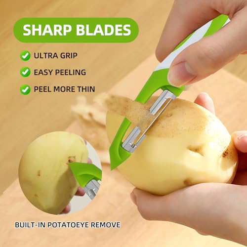 SAIOTER 2-Piece 4-in-1 Vegetable Peeler Set with Stainless Steel Blades