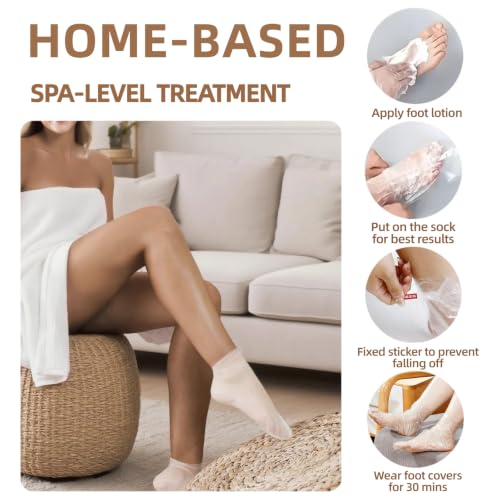 Disposable Plastic Moisturizing Foot Socks Pack of 200 - Leak-Proof, Size 12.2" x 6.7"