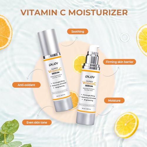 Vitamin C Serum with Hyaluronic Acid & Caffeine for Mature Skin - Brightening & Anti-Aging