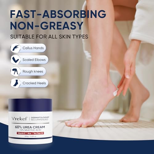 VREKEF 60% Urea Cream with Salicylic Acid for Cracked Heels & Callus Removal