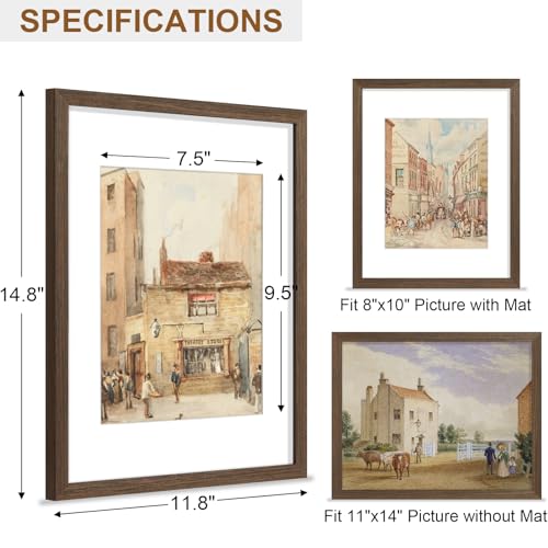 Vittanly 11x14 Solid Wood Picture Frame with Plexiglass - Brown