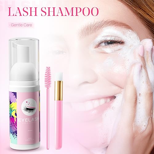 Setgnur Eyelash Extension Shampoo Kit - 60ml Cleanser with Brushes