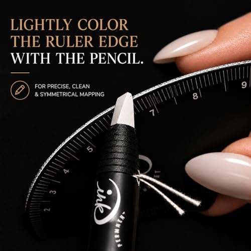 Ink Permanent Brow Mapping Ruler Kit with 2 White Peel-Off Pencils