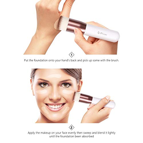 DUcare Flat Top Kabuki Foundation Brush - Synthetic Powder & Liquid Makeup Tool