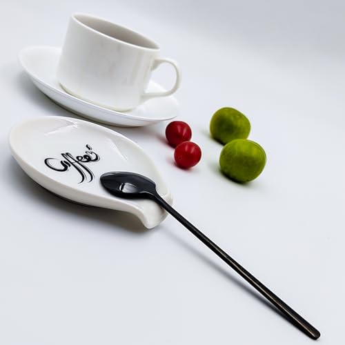 Ceramic Coffee Spoon Rest with Stainless Steel Spoon - Multi-Use Holder