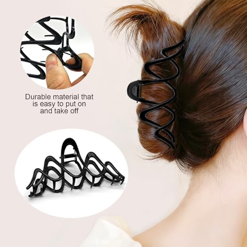 Black Metal Claw Clip for Thick Hair - Strong Hold & Non-Slip