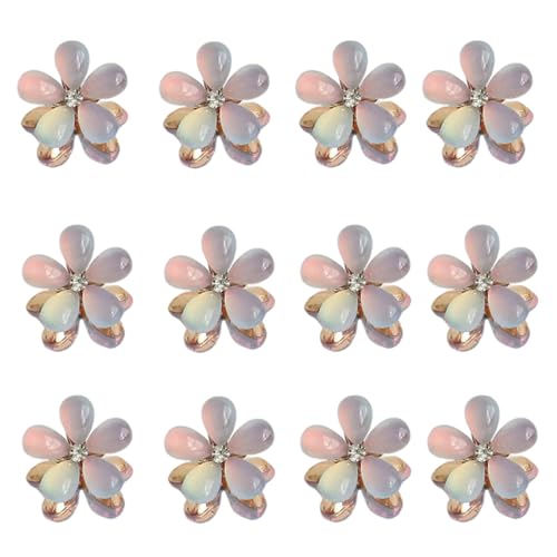 Blue Gradient Crystal Cat's Eye Flower Claw Clips for Women & Girls - 10 Pack