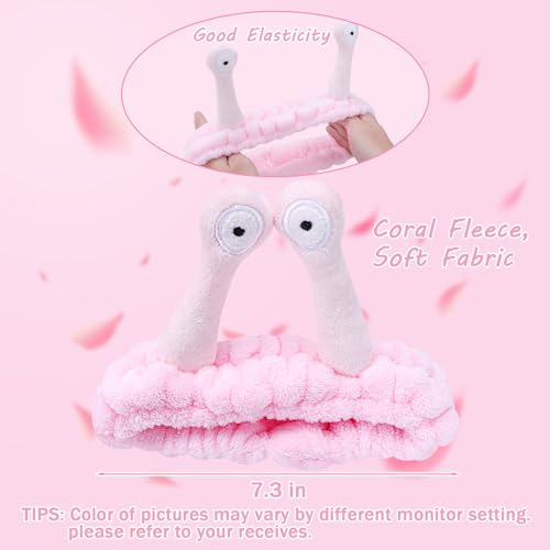 Jowmoy Cute Pink Snail Headband for Face Washing & Makeup