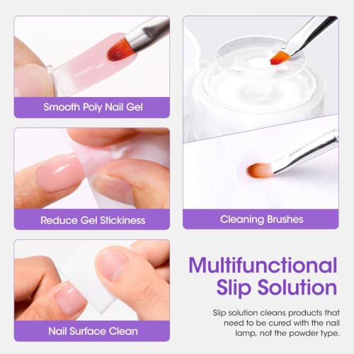 Gellen 473ml Polygel Slip Solution with Nail Brush – Anti-Stick Liquid