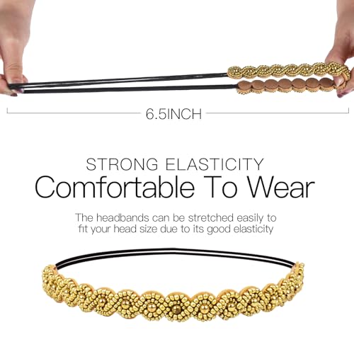 Teenitor 6-Piece Rhinestone Beaded Headbands for Women