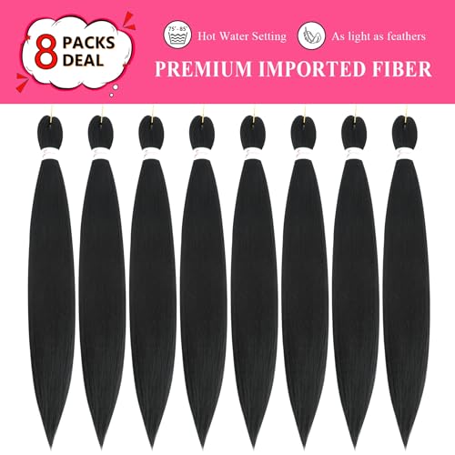 FIRSTCYH 20 Inch Pre-Stretched Braiding Hair - 8 Packs Yaki Texture