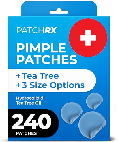 PatchRx Hydrocolloid Acne Patches - 240 Count Tea Tree Oil Pimple Stickers