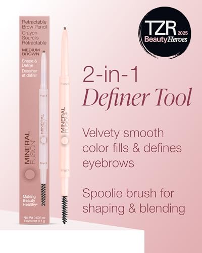 Mineral Fusion Retractable Brow Pencil - Medium Brown, Long-Lasting Color
