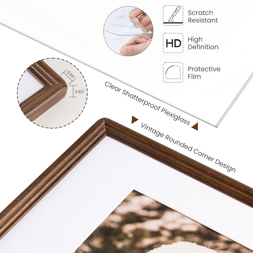 6x8 Natural Oak Wood Picture Frame with 5x7 Mat - Rustic Style