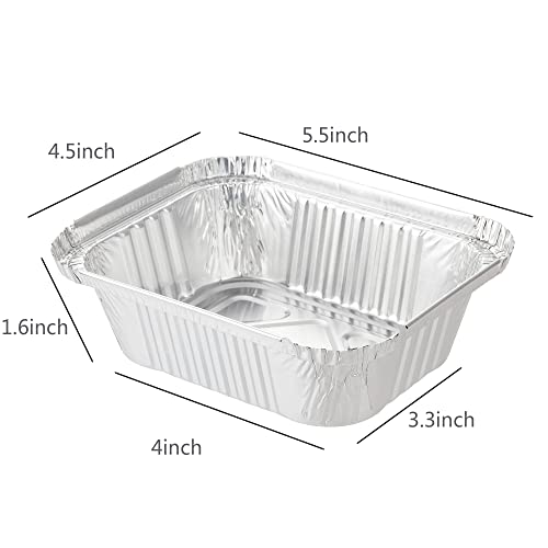 Waytiffer 50 Pack Disposable Aluminum Foil Pans with Lids, 5.5" x 4.5"