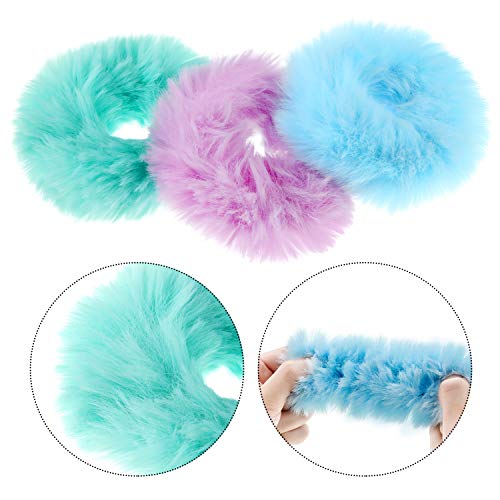 WILLBOND 16 Pcs Colorful Furry Pom Pom Hair Ties – Cute Scrunchies for Kids & Women