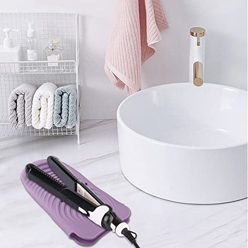 Huakaile Purple Heat Insulating Silicone Travel Mat for Hair Styling Tools