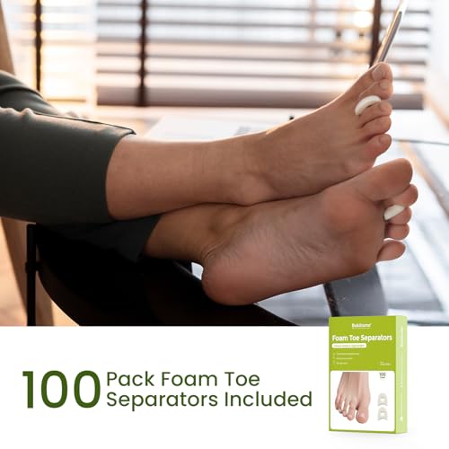 Bukihome 100 Pack Foam Toe Spacers for Pain Relief and Comfort - Reusable Toe Separators for Women and Men