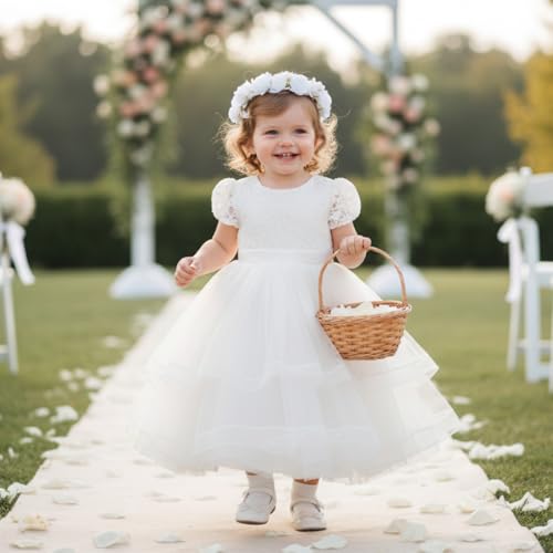 White Flower Crown for Girls - Wedding Headband for Kids