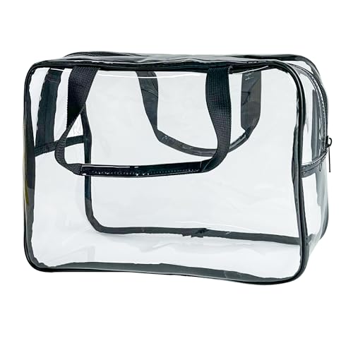 Transparent PVC Travel Makeup Pouch with Handle - Large Cosmetic Organizer