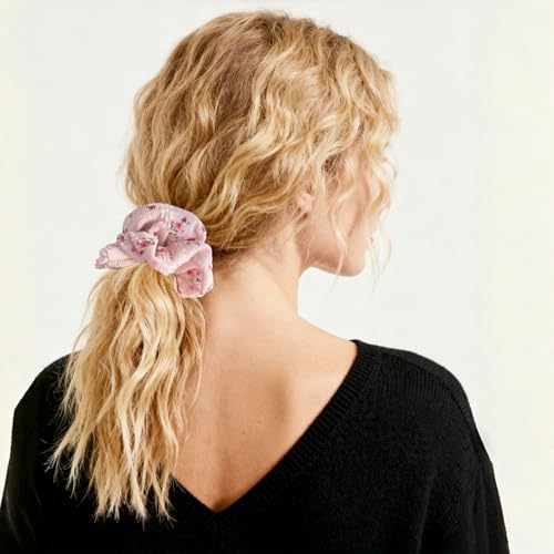 Floral Lace Scrunchies Pack of 3 for Women - Blossom Hair Ties & Ponytail Holders