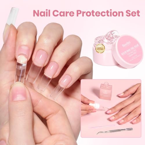 Beetles Solid Nail Glue Gel & Remover Kit for Nail Tips - HEMA-Free