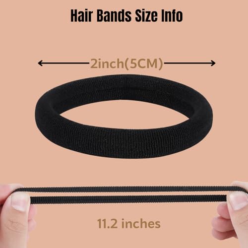 60 Pcs Extra Large Black Hair Ties for Thick Hair - No Damage