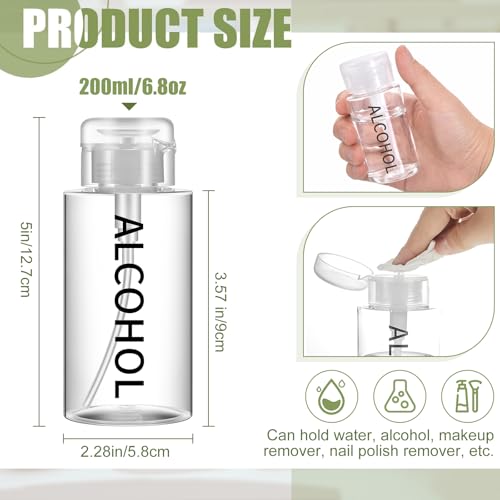 Layhit 6.7 oz Alcohol Pump Dispenser Bottle - Refillable Clear Container