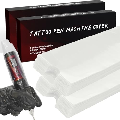 Yugui 400pcs Clear Disposable Tattoo Machine Pen Covers - XL Size 2.56x7.09 inch