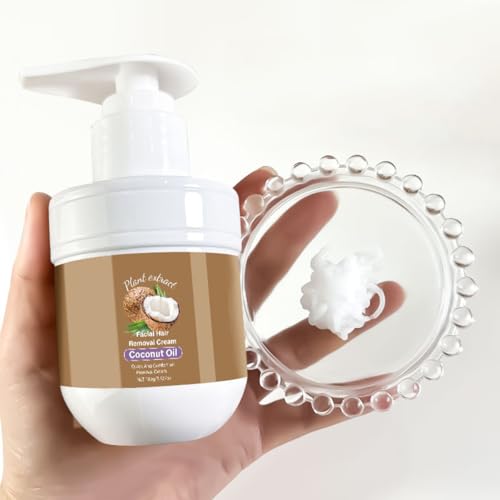 2 PCS Facial Hair Removal Cream,Coconut Oil Based Gentle Body Hair Remover Cream for Women,Natural Formula,Moisturizing & Soothing, Painless Hair Remover, No Irritation, Fast Results,3.53 oz