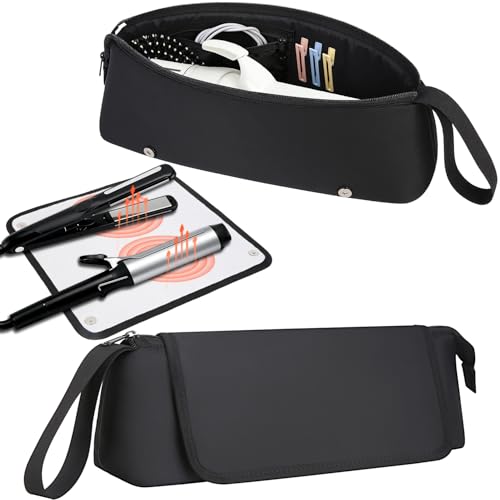 Seashpea Midnight Travel Hair Tool Bag with Heat-Resistant Mat, Large Organizer