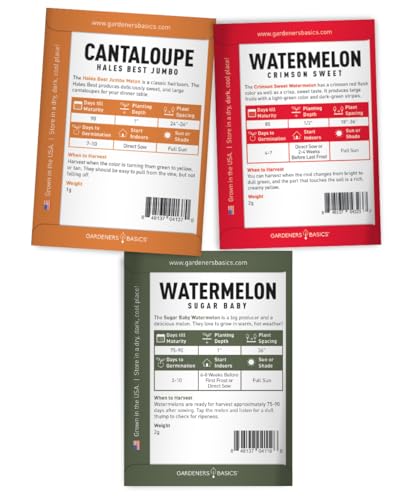 5 Variety Pack Melon Seeds - Cantaloupe, Watermelon & Honeydew