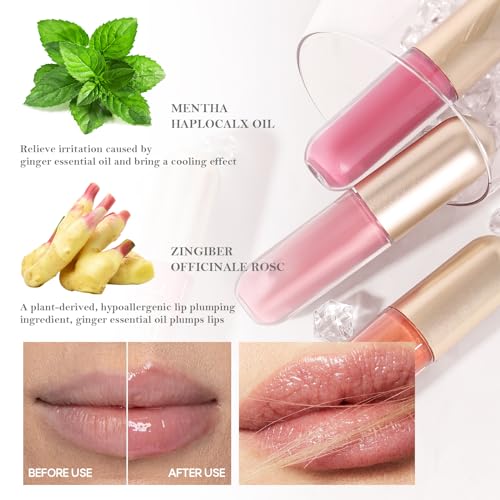 KISSIO Lip Plumper Gloss Dogwood - Moisturizing, Cooling, Cruelty-Free, 0.19 oz