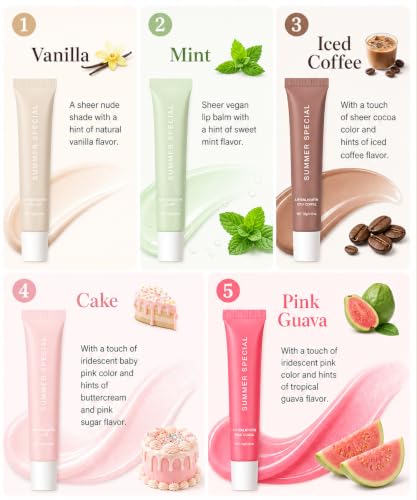 5PCS Lip Butter Balm Set - Hydrating, Nourishing Lip Gloss with Shea & Olive Oil