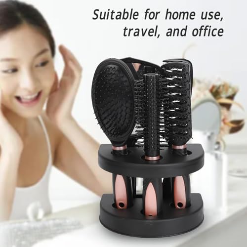 5-Piece Hair Brush and Comb Set with Mirror for Women