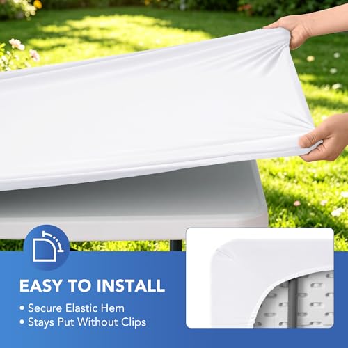 White Spandex Fitted Table Covers - 2 Pack for 34x34 Inch Tables