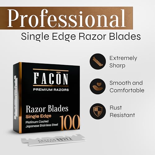 Facón Platinum Single Edge Razor Blades - 100 Pack for Professional Shaving