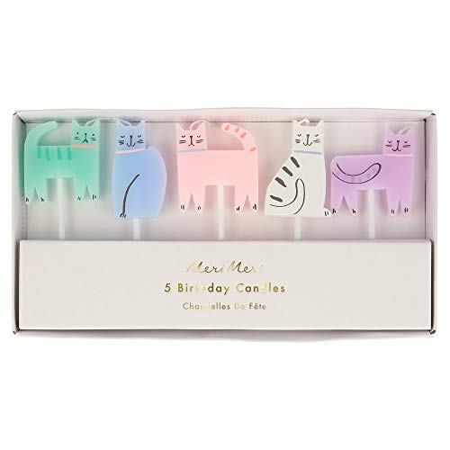 Meri Meri Cat Candles - Pack of 5 Colorful Birthday Candles