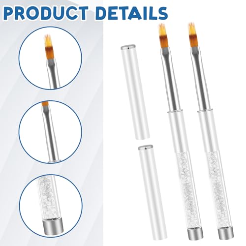Nail Ombre Brushes Set with Rhinestone Handles - 2 Pcs