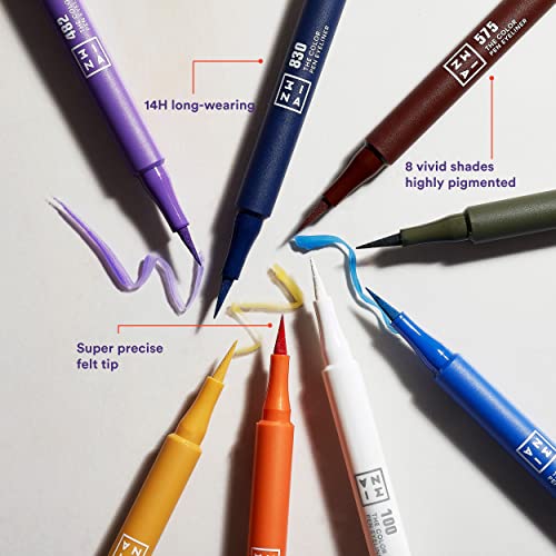 3INA Navy Blue Color Pen Eyeliner - Waterproof Liquid & Pencil, 14-Hour Wear