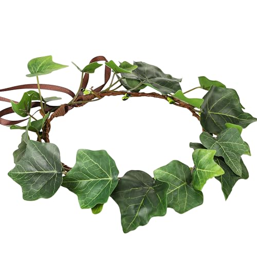 MOSTORY Green-Bronze Woodland Flower Crown Headband - Fairy Headpiece for Renaissance Costume Halloween Cosplay