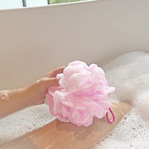 3 Pack Bath Loofah Sponges for Body Wash - Durable Exfoliating Shower Balls, 75g each, Multiple Colors