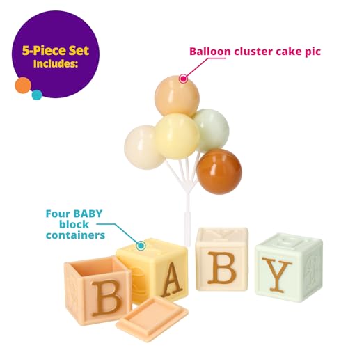 DecoSet Timeless Baby Blocks Cake Topper for 1st Birthday & Baby Showers