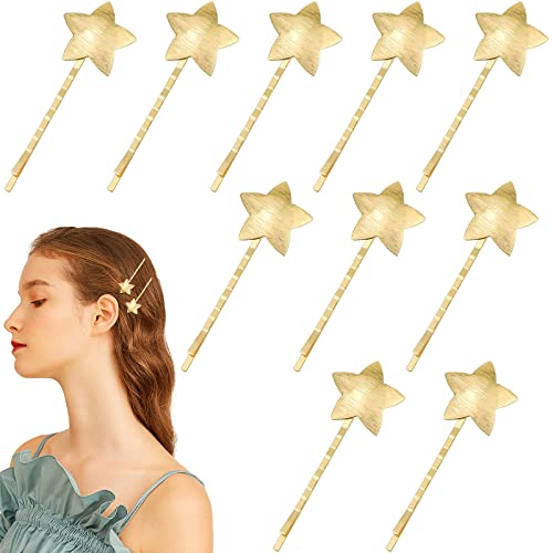 Gold Star Hair Clips 10 Pcs Bridal Bobby Pins for Women & Girls